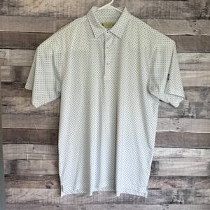 Donald Ross Sportswear Mens Polo Shirt Medium White Geometric Classic Preppy